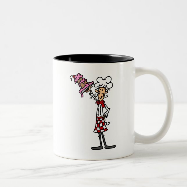 Tasse 2 Couleurs T-shirts et cadeaux Chef avec gâteaux (Droit)