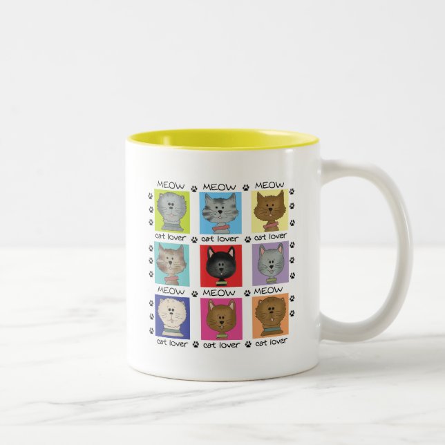 Tasse 2 Couleurs T-shirts et cadeaux d'amoureux des chats de Meow (Droit)