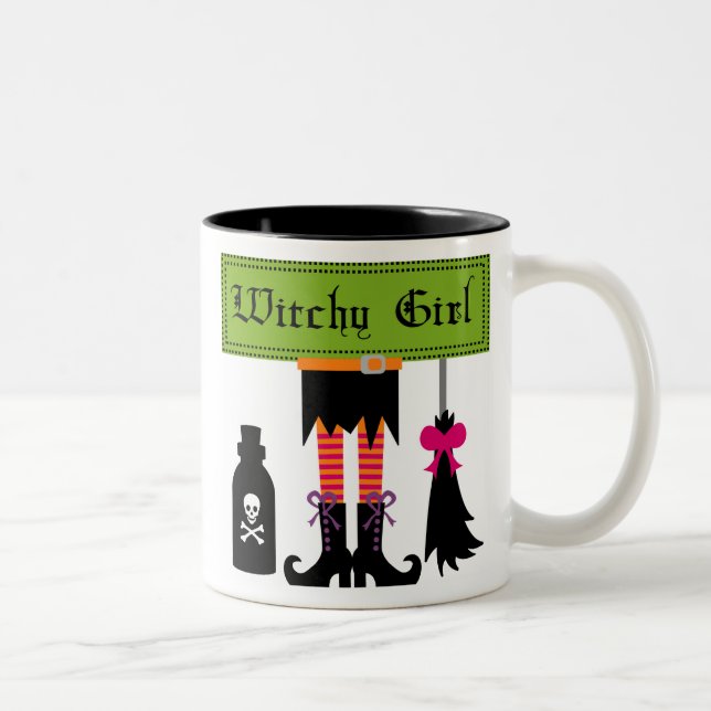 Tasse 2 Couleurs T-shirts et cadeaux d'Halloween Witchy Girl (Droit)