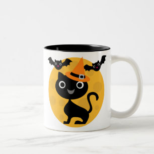 Tasse 2 Couleurs T-shirts et cadeaux Halloween Chats et chauves-sou
