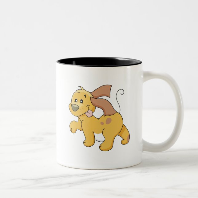 Tasse 2 Couleurs T-shirts et cadeaux heureux de chien de Brown (Droit)