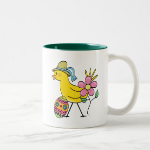 Tasse 2 Couleurs T-shirts et cadeaux jaunes d'oiseau de Pâques