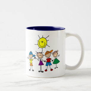 Tasse 2 Couleurs T-shirts et cadeaux pour enfants à figures bâtons