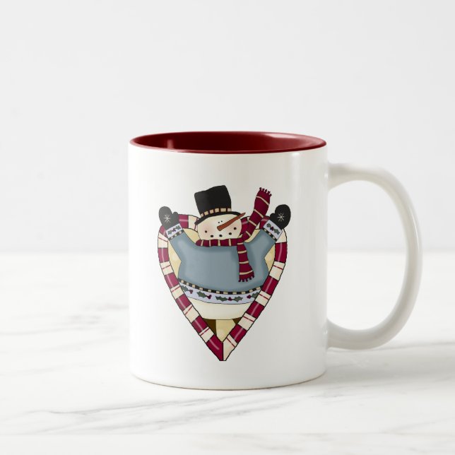 Tasse 2 Couleurs T-shirts et cadeaux Snowman Love (Droit)