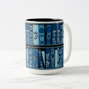 Tasse 2 Couleurs Tablettes de livres bleus Livres Vintages