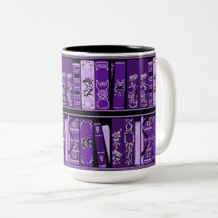 Tasse 2 Couleurs Tablettes de livres pourpres Livres Vintages