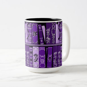 Tasse 2 Couleurs Tablettes de livres pourpres Livres Vintages  