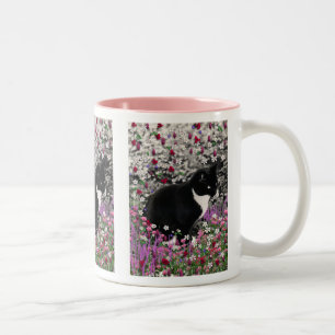 Tasse 2 Couleurs Taches de rousseur en fleurs II - chat de Kitty de