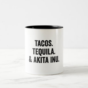 Tasse 2 Couleurs Tacos Tequila Et Akita Inu Drôle Chien