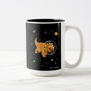 Tasse 2 Couleurs Tan Triceratops Dinos Dans L'Espace