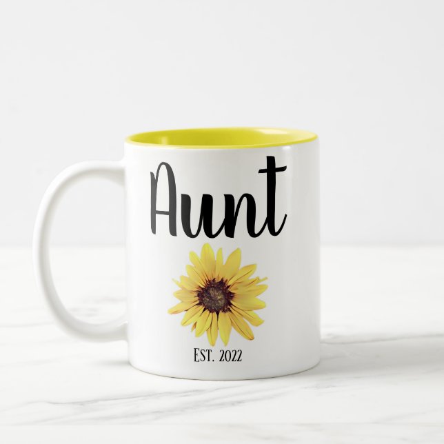 Tasse 2 Couleurs Tante Est Personnalisée. Tournesol peint (Gauche)