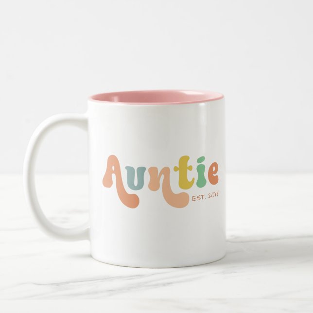 Tasse 2 Couleurs Tante personnalisée super établie | Cadeaux pour l (Gauche)