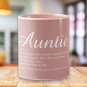 Tasse 2 Couleurs Tante Tante Définition de script Rose Dusty rose