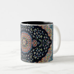 Tasse 2 Couleurs Tapis Kilim Ancien Oriental Bleu Beau