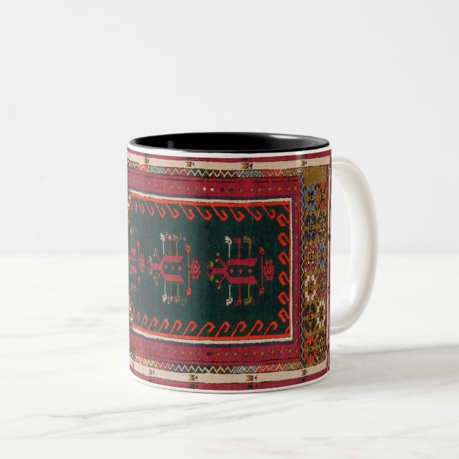Tasse 2 Couleurs Tapis persan turc bleu antique à deux tons C (Devant droit)