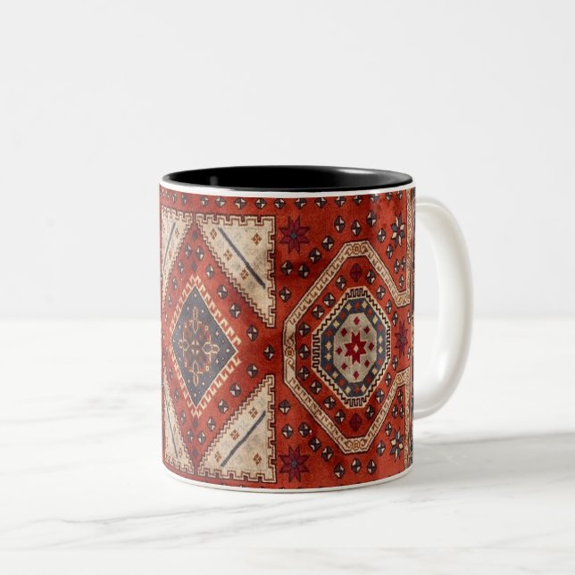 Tasse 2 Couleurs Tapis persan turc oriental rouge (Devant droit)