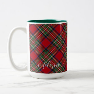 Tasse 2 Couleurs Tartan de script rustique rouge et vert plaid