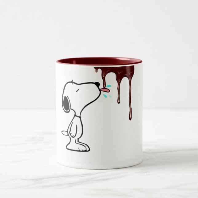 Tasse 2 Couleurs "Tasse amusante Chien affamé & Chocolat qui coule" (Centre)
