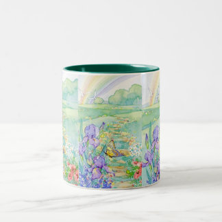 Tasse 2 Couleurs Tasse-Fleurs, papillon, arc-en-ciel