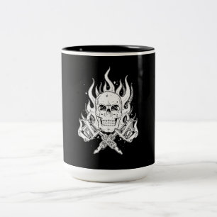Tasse 2 Couleurs Tatouage blanc noir élégant classique frais de