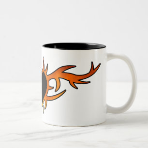 Tasse 2 Couleurs Tatouage de coeur de flamme