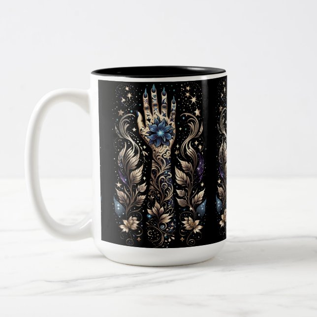 Tasse 2 Couleurs Tatouage Main Noir Et Or (Gauche)