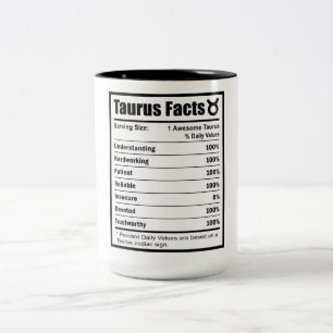Tasse 2 Couleurs Taurus Nutrition Facts