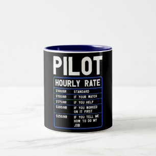 Tasse 2 Couleurs Taux horaire drôle du pilote