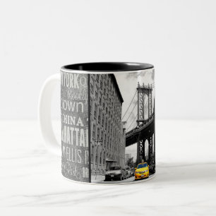 Tasse 2 Couleurs Taxi jaune par Manhattan Bridge New York City