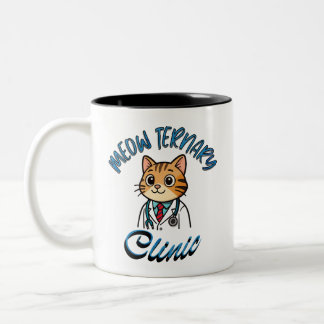 Tasse 2 Couleurs Taza bicolor. Cat Doctor Veterinarian Mug.