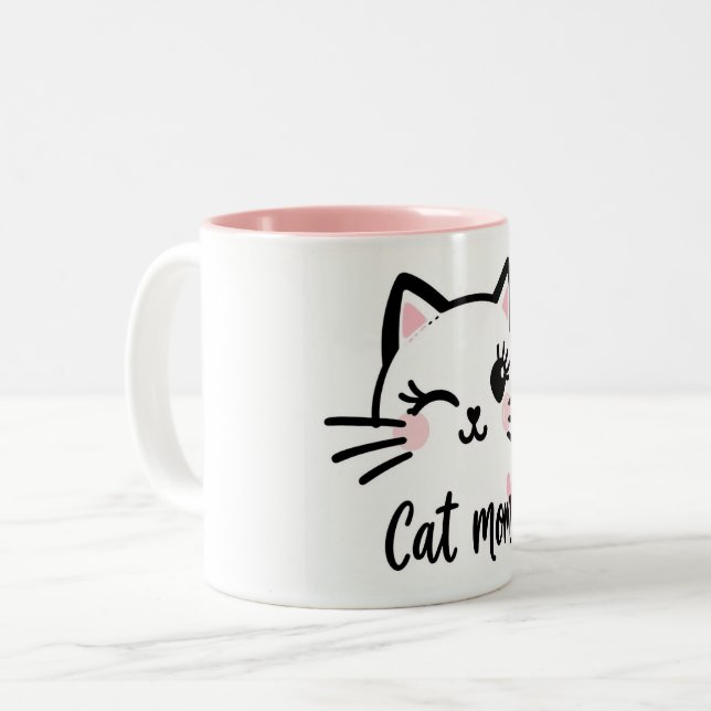 Tasse 2 Couleurs Taza Cat Mom (Devant gauche)