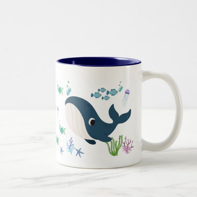 Tasse 2 Couleurs Taza Infantil con Diseño de Ballena y Peces (Droit)