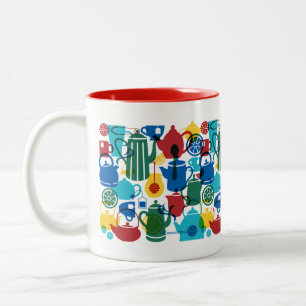 Tasse 2 Couleurs Tea Items Motif dans les couleurs Fiesta et rouge