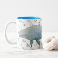 Tea Marine Mammal Aquarelle Baleine Bleue