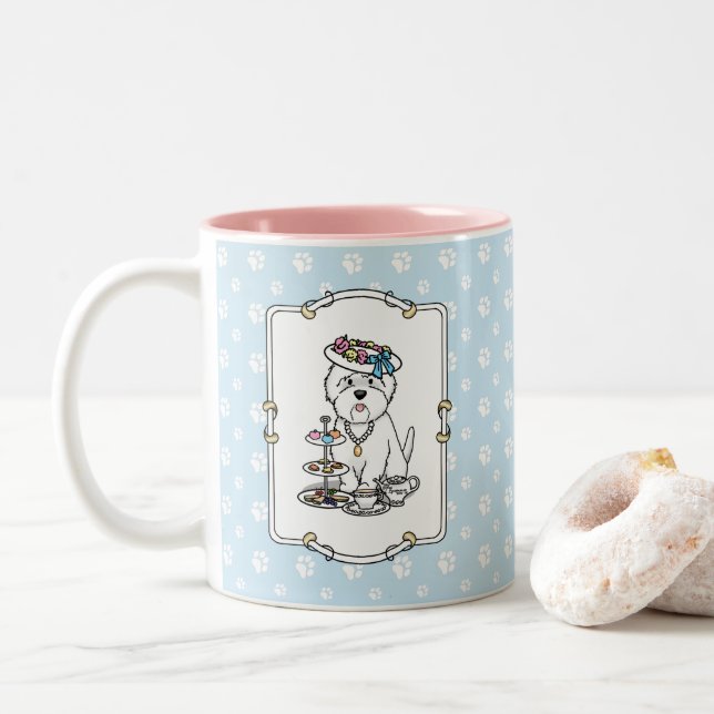 Tasse 2 Couleurs Tea Party Westie - West Highland White Terrier (Avec donut)