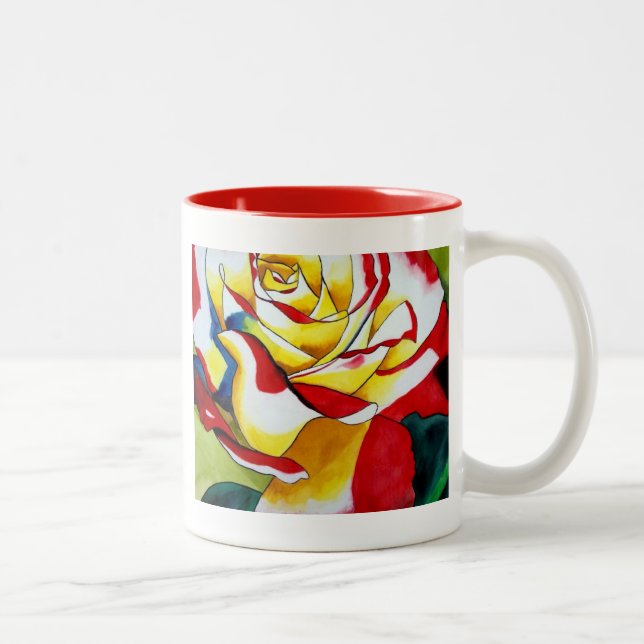 Tasse 2 Couleurs Tea Rose aquarelle art original Flower (Droit)
