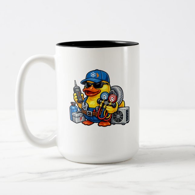 Tasse 2 Couleurs Technicien CVC Canard en Caoutchouc (Gauche)