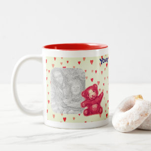 Tasse 2 Couleurs Teddy Bear Red Hearts Photo personnalisée