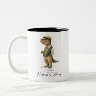 Tasse 2 Couleurs Tee-Rex golfeur dinosaure cool Signature Nom
