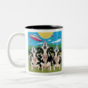 Tasse 2 Couleurs Tee-shirt Alien Vache Casquette Feuille de Cuivre,