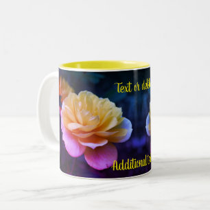 Tasse 2 Couleurs Teinte Fleur de Rose Jaune Personnalisée