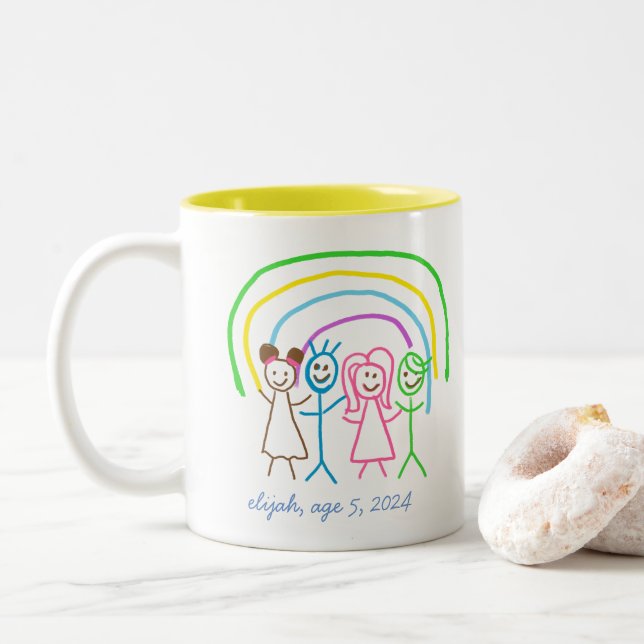 Tasse 2 Couleurs Télécharger des enfants Dessiner Transformer des e (Avec donut)