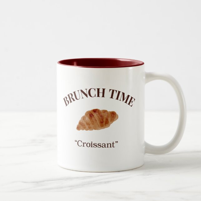 Tasse 2 Couleurs Temps de brunch au croissant (Droit)