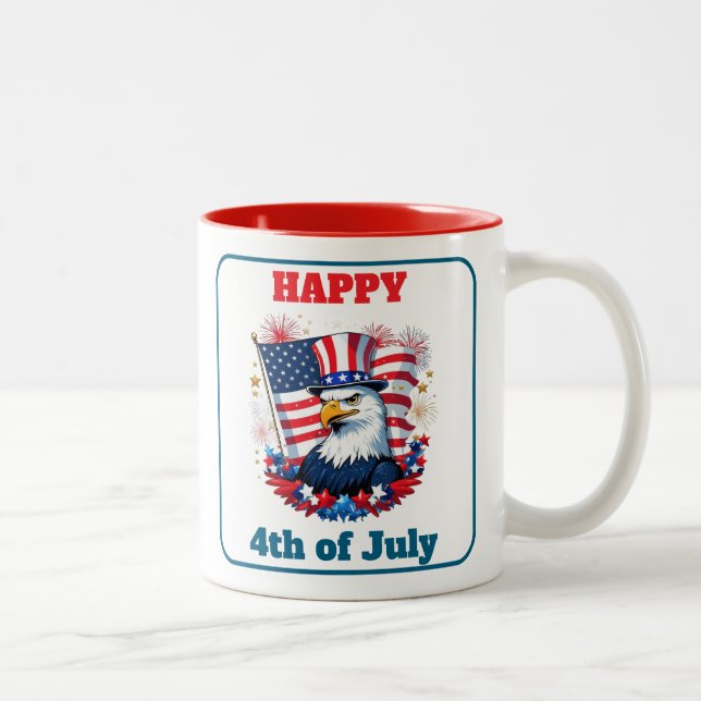 Tasse 2 Couleurs Tendances de feux d'artifice du drapeau américain  (Droit)