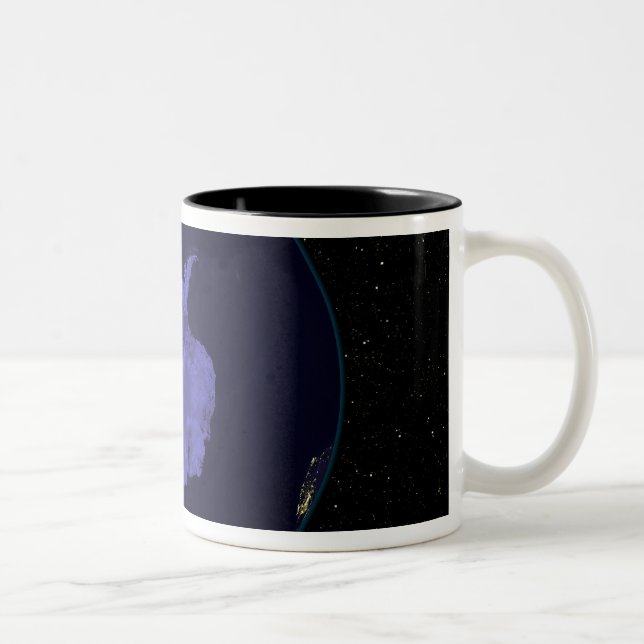 Tasse 2 Couleurs Terre entière la nuit montrant les lumières de la  (Droit)