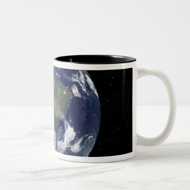 Tasse 2 Couleurs Terre entièrement éclairée centrée sur l'Amérique  (Droit)