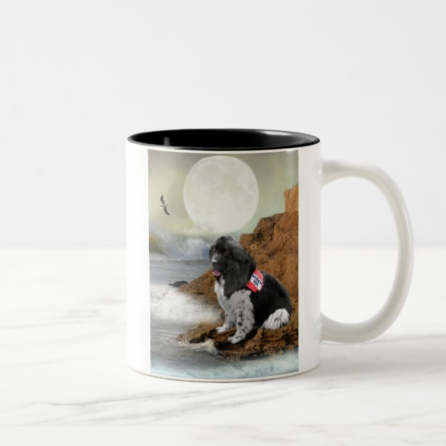 Tasse 2 Couleurs Terre-Neuve sur l'océan (Droit)