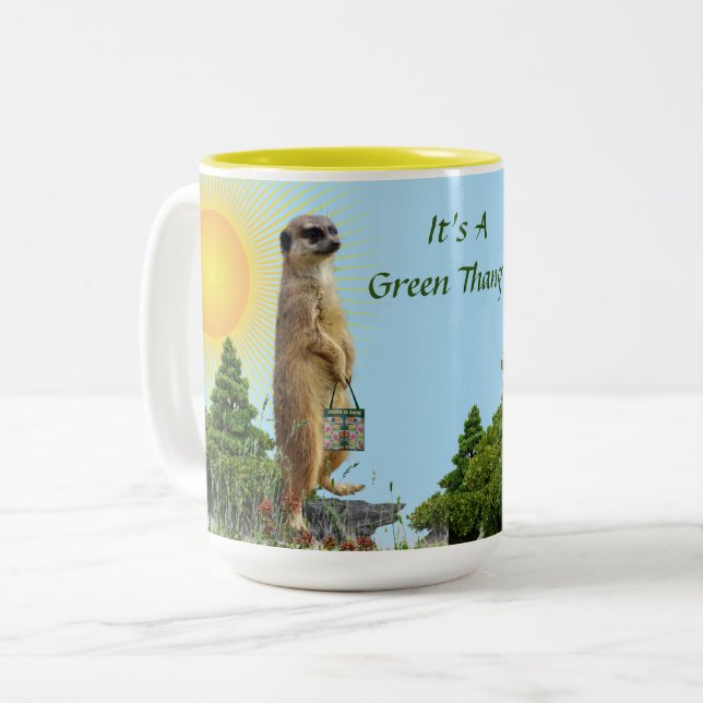 Tasse 2 Couleurs 'Terre Verte' Animal Meerkat (Devant gauche)
