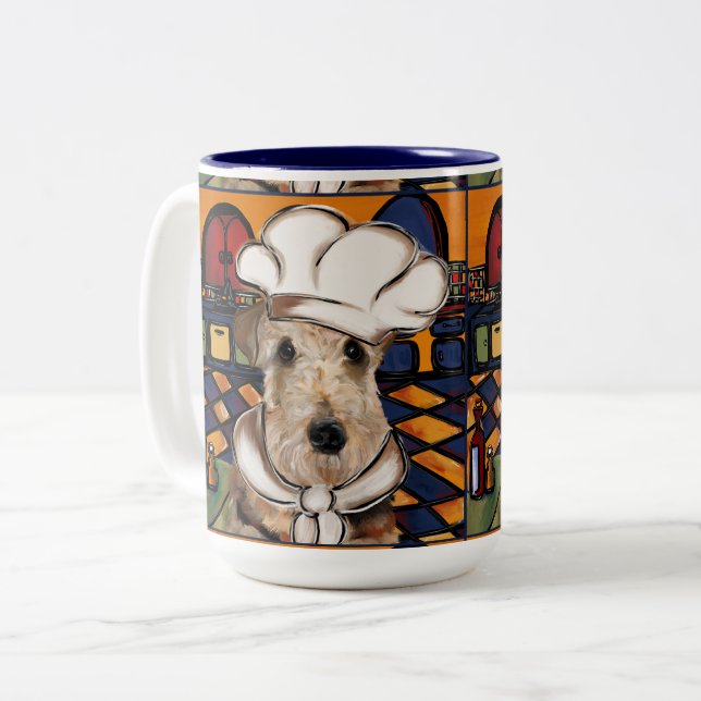 TASSE 2 COULEURS TERRIER AIREDALE        (Devant gauche)