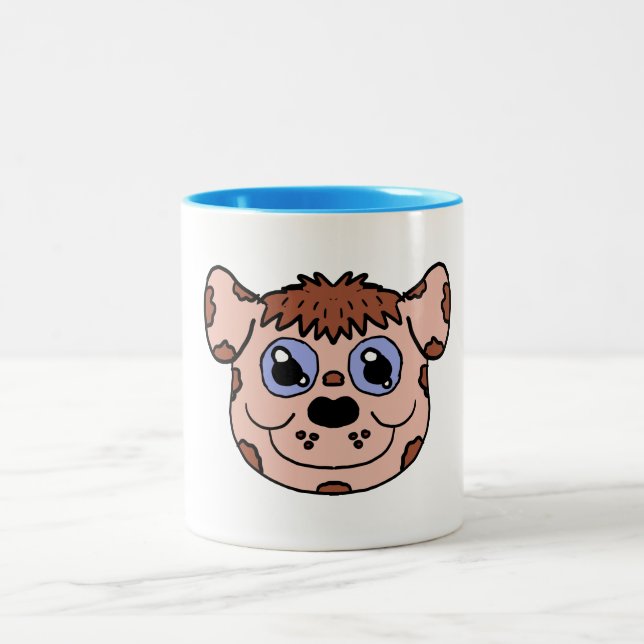 Tasse 2 Couleurs Tête de chiot de dessin animé (Centre)